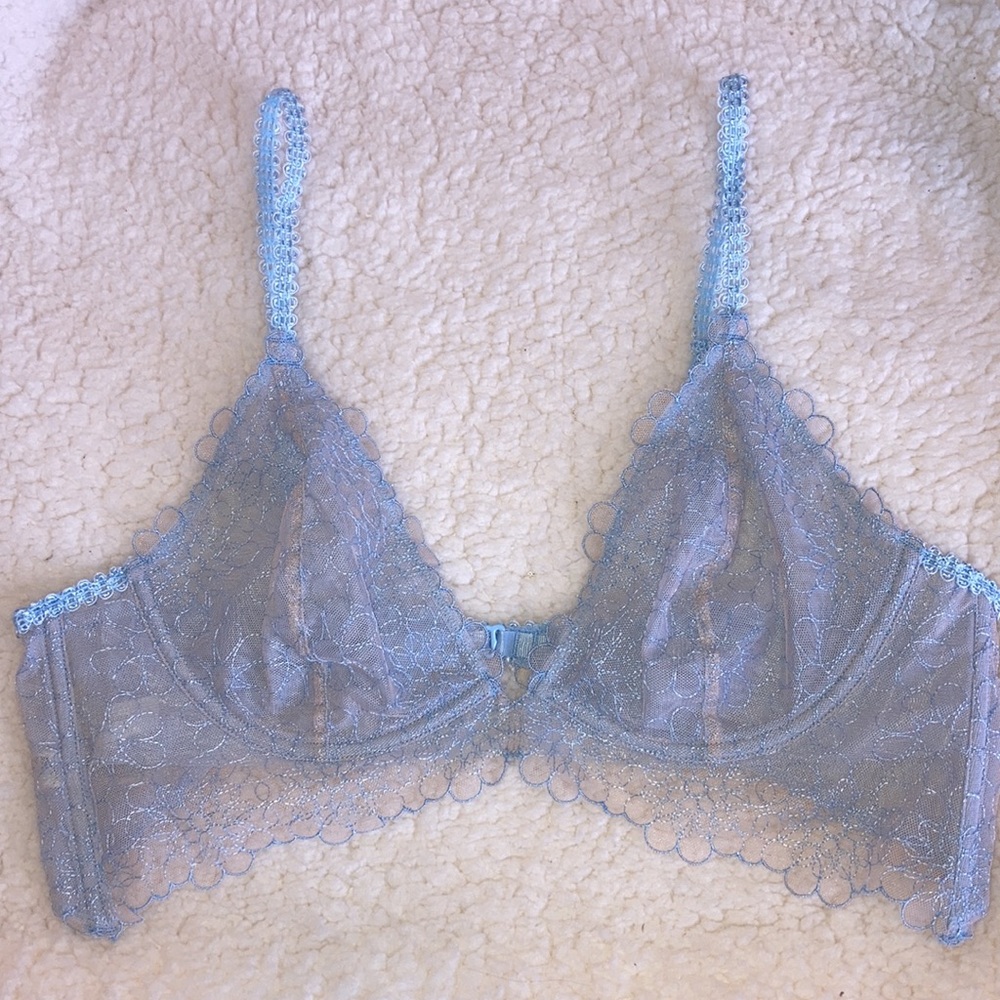 Free People Blue Floral Lace Bra
